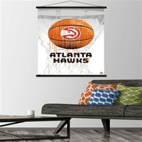 Atlanta Hawks - Ahşap Manyetik Çerçeveli Damla Basketbol Duvar Posteri, 22.375 34
