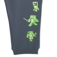Minecraft Erkek İki Tonlu Grafik Kapüşonlu ve Jogger Pantolon Seti, 2 Parça, Beden XS-XXL