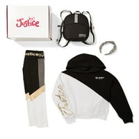 Adalet kızlar tatil hediye Bo Hoodie, tozluk, sırt çantası ve kafa bandı, boyutları 5-18 ile 4 parçalı kıyafet seti