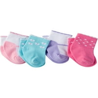 Gerber Kız Bebek Bileğe Kadar Bot Çorap, 4'lü Paket