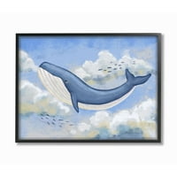Çocuk Odası tarafından Stupell Uçan Balina Hayvan Pastel Mavi Çocuk Kreş Boyama Çerçeveli Duvar Sanatı tarafından