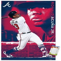 Atlanta Braves - Ronald Acuna Jr Ahşap Manyetik Çerçeveli Duvar Posteri, 22.375 34