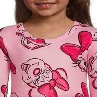 Disney Kız Minnie ve Papatya Baskı Uzun Kollu Üst ve Pantolon Pijama Takımı, 2 Parça, 4-10 Beden