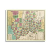 Stupell Industries Vintage ABD Eyalet Haritası Ohio Indiana Illinois Haritacılık, 30, Tasarım Daphne Polselli