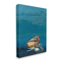 Stupell Industries Tek Tekne Okyanus Yüzey Katmanlı Deniz Kolaj Resim Galerisi Sarılmış Tuval Baskı Duvar Sanatı,