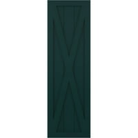 Ekena Millwork 18 W 63 H Gerçek Fit PVC Tek X-Board Çiftlik Evi Sabit Montajlı Panjurlar, Termal Yeşil